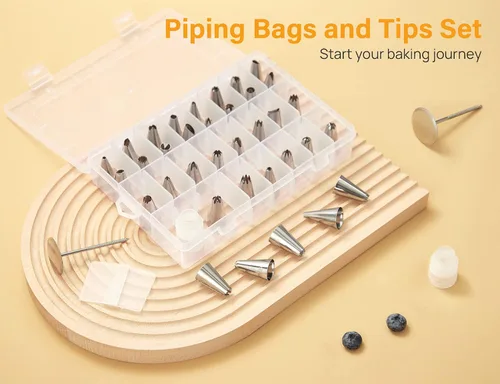 Miniatura 6 de Kootek Juego de 42 bolsas de pastelería y puntas, kits de suministros de decoración de pasteles para hornear con 36 puntas de glaseado numeradas, 2