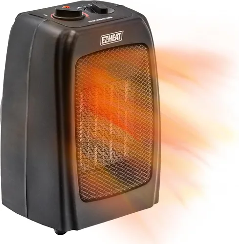 Calentador de espacio portátil de cerámica eléctrica EZ-HEAT con termostato y ventilador, sensor de sobrecalentamiento incorporado y interruptor de