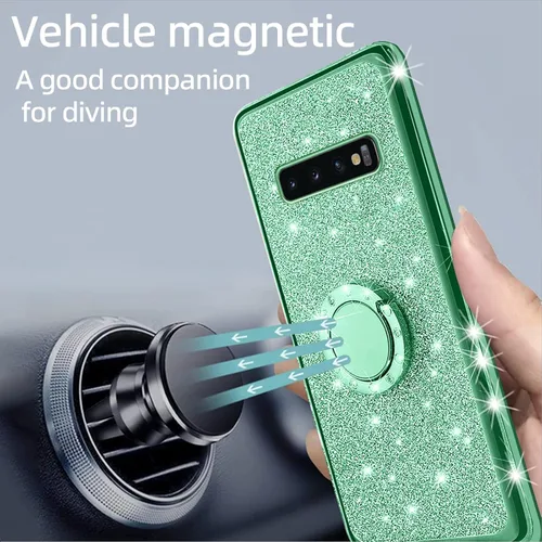 Miniatura 6 de Funda para Samsung Galaxy S10, Galaxy S10 2019 para mujer con purpurina de cristal suave TPU transparente con correa de pie de apoyo