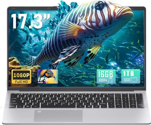 Laptop FHD IPS de 17.3 pulgadas para negocios y estudiantes, dorado 6500Y hasta 3.4GHz, 16GB RAM 1TB SSD, Win 11 Pro, teclado retroiluminado con