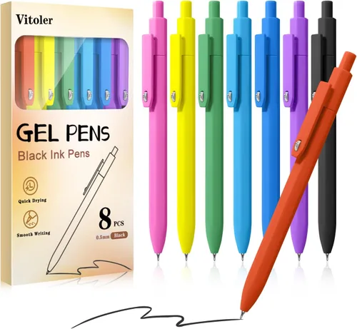Miniatura 14 de Vitoler - Bolígrafos de gel bonitos, paquete de 8 bolígrafos de punta fina de 0.020 in con juguetes antiansiedad, de secado rápido For Women, For