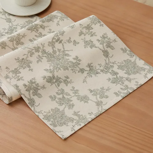 Miniatura 9 de Caminos de mesa de 100% algodón estilo pastoral francés, 13x36 pulgadas, caminos de mesa de granja negros de 36 pulgadas de largo, decoración