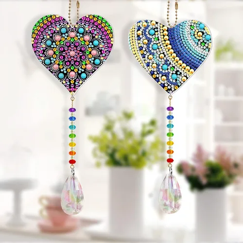 Miniatura 4 de Kit de pintura de diamante con forma especial de corazón de amor, 2 piezas, taladro especial, arte de diamante, luz solar, ventana para atrapar