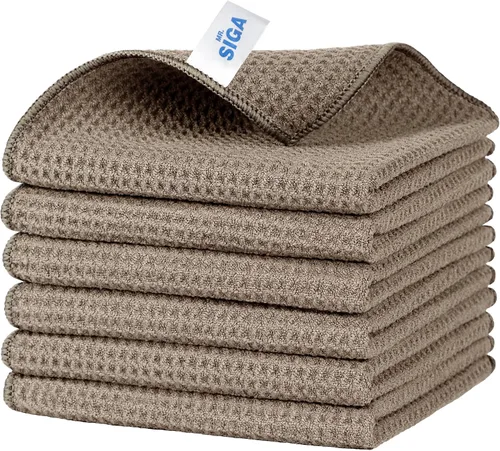 Miniatura 8 de MR.SIGA Paños de limpieza con patrón de gofres, paños de limpieza de microfibra absorbentes reutilizables, toallas de cocina de microfibra sin Gris
