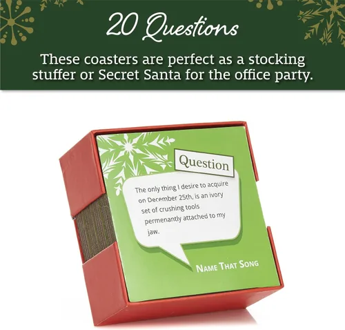 Miniatura 3 de Posavasos temáticos navideños de trivia de Name That Song - Posavasos navideños con temática de Navidad - Juego de 20