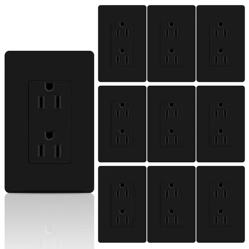 Miniatura 15 de ThunderWay Toma de corriente decoradora con placa de pared, toma eléctrica no resistente a manipulaciones, 15 amperios/125 V, autoconectada