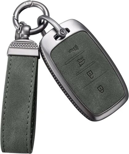 YO&YOYE Compatible con Kia - Funda para llavero de piel con llavero protector para llave Kia Forte Koup NIRO Optima Rio Sorento Soul Sportage, verde
