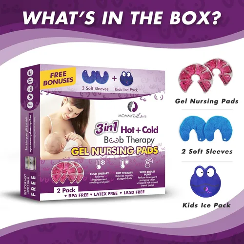 Miniatura 4 de Mommyz Love Almohadillas de lactancia de gel para lactancia materna – Almohadillas de gel para lactancia materna de terapia caliente y fría