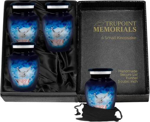 Trupoint Memorials Urnas pequeñas para recuerdo de cenizas humanas, mini urna de cremación decorativa para hombres y mujeres adultos, juego de 4,