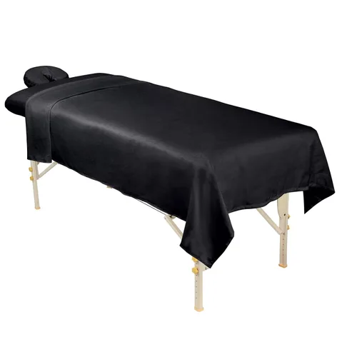Miniatura 2 de ForPro Professional Collection Juego de sábanas de masaje de microfibra de 3 piezas, color negro, ultraligero, antimanchas y arrugas, incluye sábana