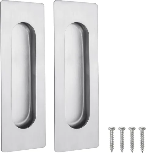 Miniatura 10 de Malimali Tiradores Empotrados al Ras para Dedos - Herrajes de Tirador de Puerta Rectangular de Acero Inoxidable Negro Mate de 6 Pulgadas