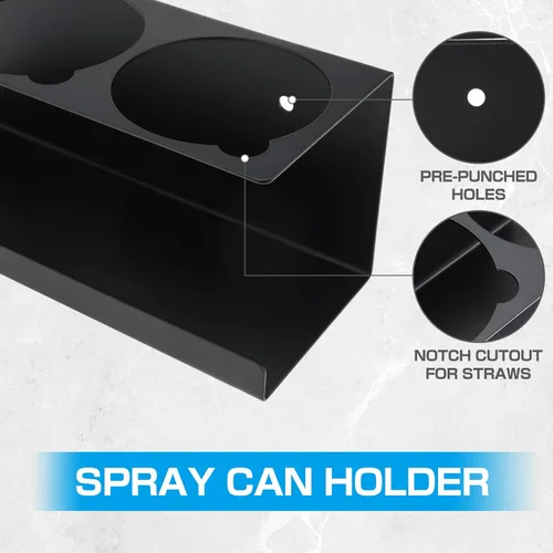 Miniatura 3 de RealPlus Soporte para latas de aerosol en aerosol, soporte para botellas de 5 latas, de acero resistente, montado en la pared, para garaje y espacio