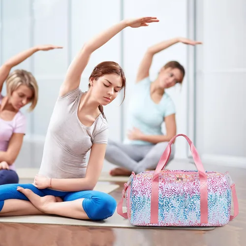 Miniatura 9 de Bolsa de deporte para gimnasio, bolsa de lona con bolsillo húmedo, bolsa de fin de semana con bolsa impermeable para zapatos y agujero de aire