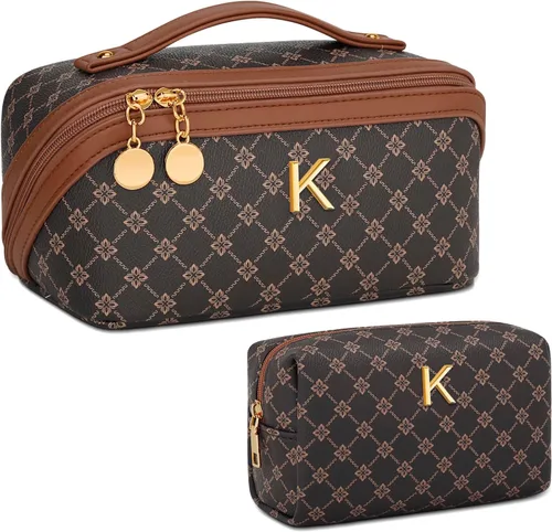 Miniatura 101 de Regalos de cumpleaños para mujeres y adolescentes, juego de bolsas organizadoras de maquillaje con iniciales personalizadas, bolsa de cosméticos
