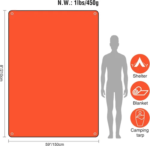 Miniatura 2 de RedSwing Paquete de 4 Mantas de Emergencia, Manta Térmica de Supervivencia Impermeable, Manta Reflectante Multiusos Aislada para Todo Clima