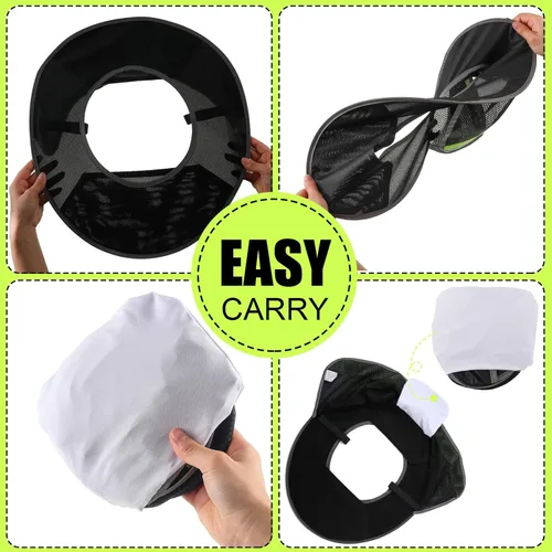 Miniatura 5 de SATINIOR 4 unidades de sombrero duro para sombrero de alta visibilidad, visera de sol y polaina para el cuello, bandana con tira reflectante, Negro