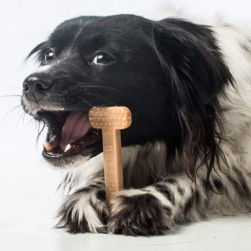 Miniatura 9 de Bullibone Juguete masticable de nailon para perros masticadores agresivos, hueso de higiene dental con sabor a tocino, juguetes duraderos