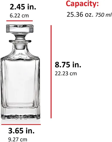 Miniatura 5 de Godinger Clarion - Decantador de whisky cuadrado con tapón de vidrio para vino, bourbon, brandy, licor, jugo, 25 onzas, perfecto para grabar