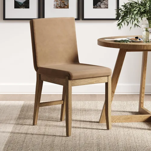 Miniatura 24 de Nathan James Gracie - Silla de comedor moderna con cojín, silla de comedor tapizada con marco de madera maciza, color marrón claro, juego de 2