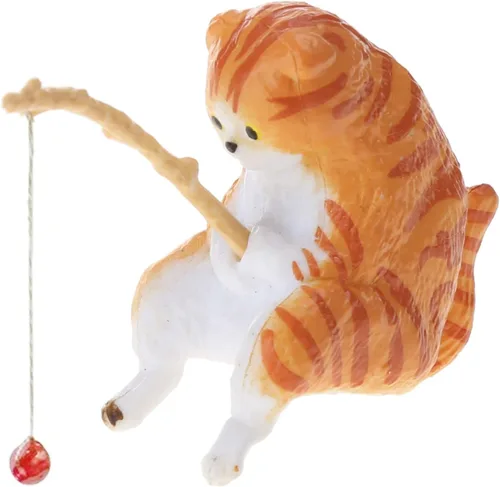 Miniatura 6 de Yuly Pescado Paisajismo Pesca Adornos de Gato Mini Estatua de Resina de Dibujos Animados Gato Estatua para el Hogar Oficina Acuario