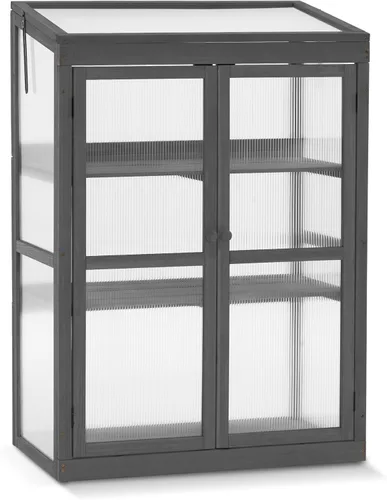 MCombo Invernadero de madera con marco frío, protección de estante elevado para uso en interiores y exteriores, 0760 (gris oscuro)