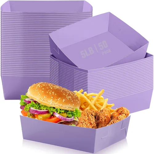 Miniatura 36 de Uiifan 50 bandejas de papel extra grandes de 5 libras desechables para alimentos, barco, nachos, bandejas para servir aperitivos, resistentes a