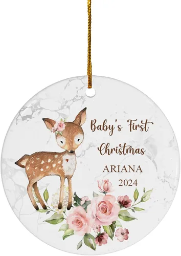 Miniatura 19 de FLOCHIL Adorno Personalizado de Primera Navidad del Bebé 2024 Niño, Adorno Colgante de Elefante de Porcelana Elefante 2