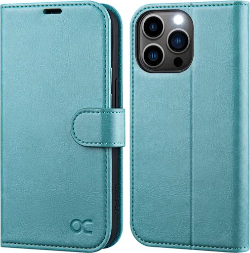 OCASE Funda tipo cartera compatible con iPhone 13 Pro, de piel sintética, con tarjetero, soporte de bloqueo RFID [carcasa interior de TPU a prueba