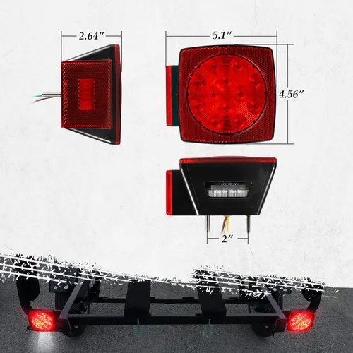 Miniatura 7 de Partsam Luz LED cuadrada impermeable de 12 V, luz LED rectangular de bajo perfil, combinación de luces traseras para remolque, kit de luces traseras