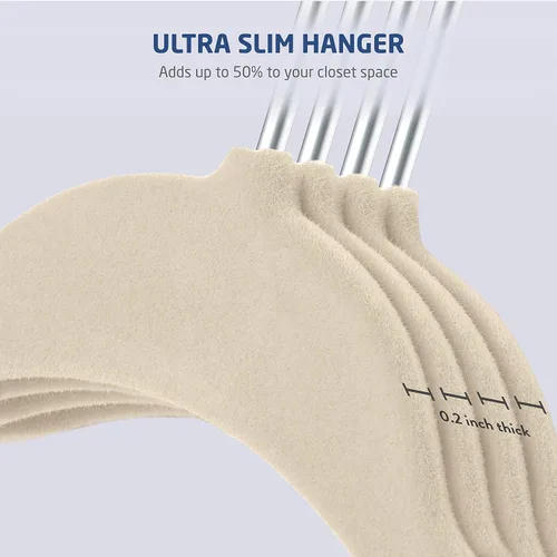 Miniatura 3 de ZOBER Perchas de terciopelo premium para niños (14.0pulgadas 50 unidades), antideslizantes, ultra delgadas para ahorrar espacio, para niños, gancho