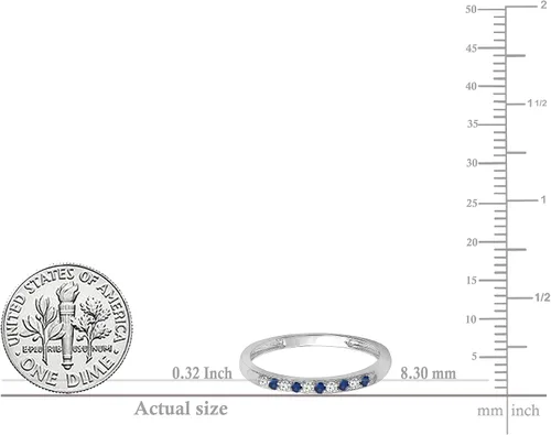 Miniatura 5 de Dazzlingrock Collection Round Blue Sapphire & White Diamond Alternate Thin Stackable Wedding Band for Women 10K Rose Gold
