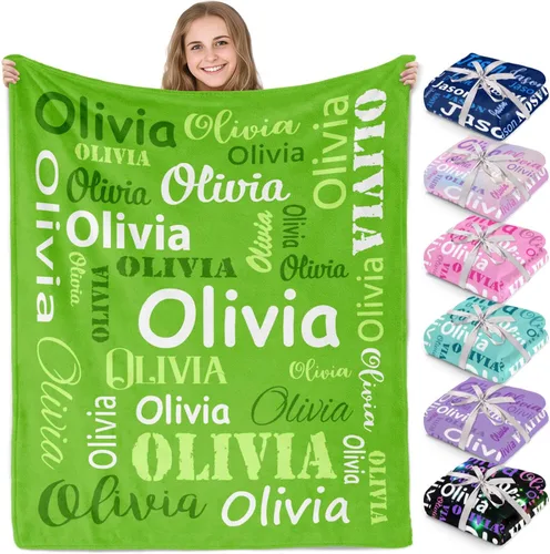 Miniatura 20 de Gudina Mantas y mantas personalizadas con nombre personalizado con nombre, manta de franela personalizada, regalos para niños, niñas, niños y bebés