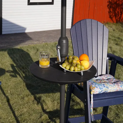 Miniatura 5 de Sundale Outdoor Mesa de sombrilla ajustable, bandeja de mesa redonda portátil con agujero para paraguas, para playa, patio, jardín, piscina, 20