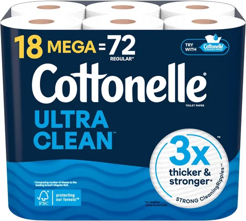 Miniatura 11 de Papel higiénico Cottonelle Ultra Clean, 9 Mega Rolls = 36 Regular Rolls, el empaque puede variar