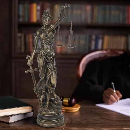 Miniatura 4 de Estatuas de Lady Justice para decoración del hogar, resina de 21.5 pulgadas de alto, gran estatua antigua de abogados griegos romanos con escamas