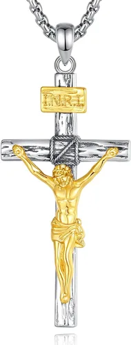 Miniatura 136 de Vito Collar de plata de ley 925 para mujeres y hombres, San Benito, crucifijo, Caravaca, San Cristóbal, San Judas, medalla patronal, amuleto