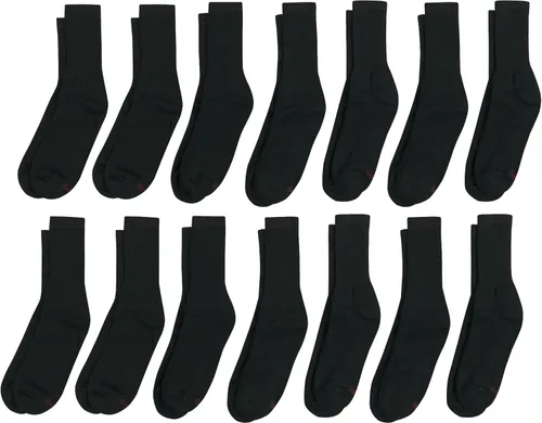 Miniatura 13 de Hanes Calcetines dobles resistentes para hombre, que disipan la humedad del cuello redondo y el tobillo, color blanco y negro, varios paquetes