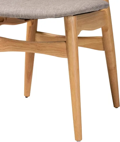 Miniatura 7 de Baxton Studio Tarana - Juego de 2 sillas de comedor, color crema/negro/marrón claro