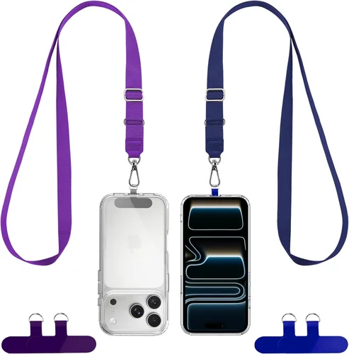 Miniatura 12 de CACOE Paquete de 2 cordones para teléfono, 2 correas ajustables para el cuello, 2 parches, cordones universales multifuncionales compatibles
