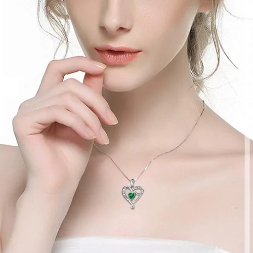 Miniatura 10 de Regalo de cumpleaños para mamá, collar con dije de corazón de plata esterlina 925 con texto en inglés "I Love You Mom