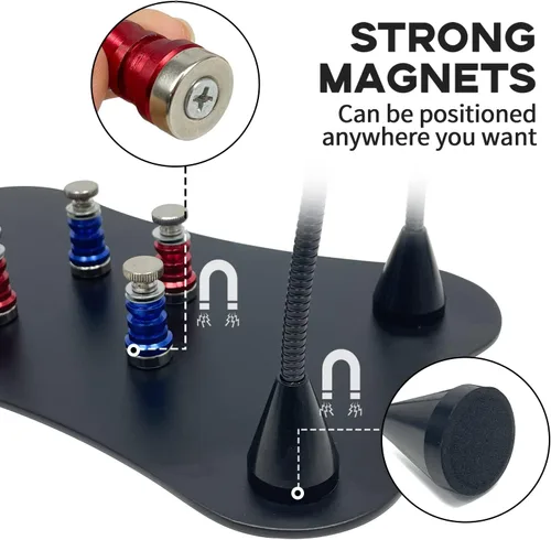 Miniatura 3 de Sutekus Manos de ayuda para soldar soporte para placa de circuito PCB con lupa de 2.5X para reparación electrónica, joyería, manualidades