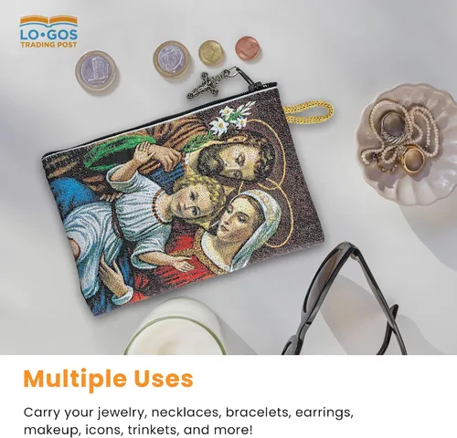 Miniatura 71 de Bolsa de rosario católico, estuche de rosario de bautismo para niños con números 6:24-26, versículo de la Biblia, 4 x 6 pulgadas, joyería y monedero