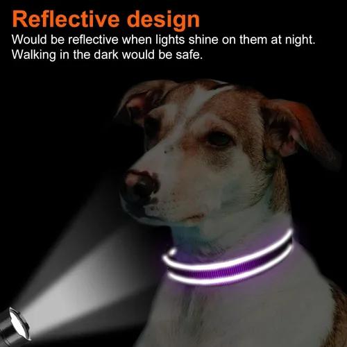 Miniatura 5 de Joytale - Collar reflectante para perro, collar de nailon transpirable con acolchado de neopreno suave para mascotas, ajustable para perros Púrpura