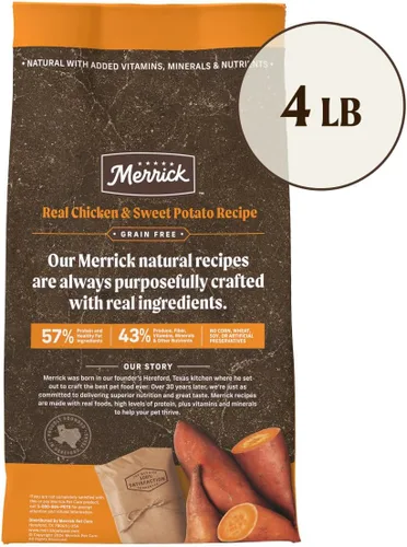 Miniatura 6 de Merrick - Alimento seco para perros, receta de pollo real y batata libre de granos, 4 libras, en bolsa