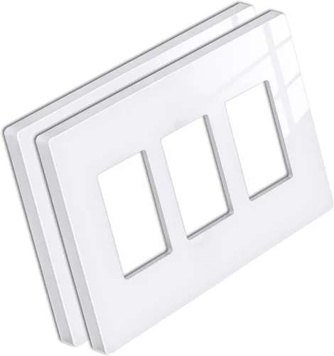 Miniatura 20 de BESTTEN Placa de pared sin tornillos de 5 segmentos, cubierta de enchufe decorador, placa decorativa para interruptor, serie blanca nieve brillante