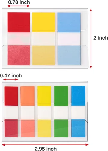 Miniatura 3 de KICNIC Marcadores de página, pestañas adhesivas de índice 400 unidades, banderas fluorescentes emergentes, pestañas de 1.77 x 0.39 y 1.77 x 0.79