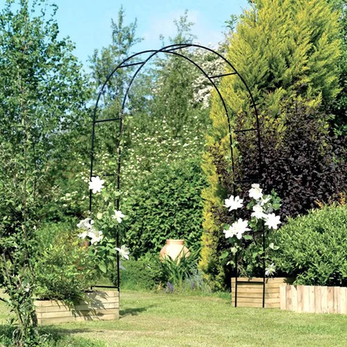 Miniatura 9 de Cenador de pérgola de metal, enrejado de arco de jardín de flores para exteriores, cenador de jardín de acero para plantas trepadoras, decoración