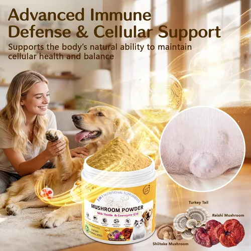 Miniatura 3 de VUN Turkey Tail Mushroom for Dogs, Mushroom Powder for Dogs & Cats Lipoma for Immune,Heart,Liver,Antioxidant Daily Wellness Supplement with Reishi &