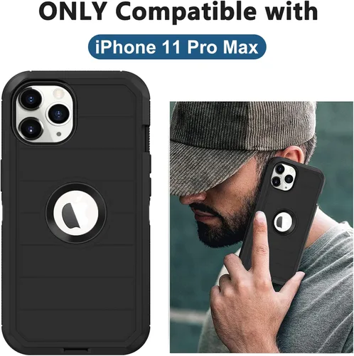 Miniatura 2 de Funda para iPhone 11 Pro Max, con protector de pantalla integrado, protección contra caídas, cuerpo completo, resistente a prueba de golpes, a