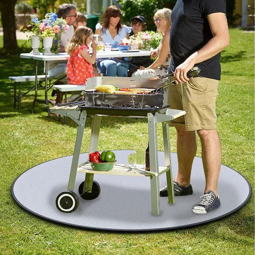 Miniatura 6 de Tapete para hoguera de 24 pulgadas para hoguera individual, tapete redondo de 4 capas ignífugo, tapete para debajo de la parrilla para parrilla al